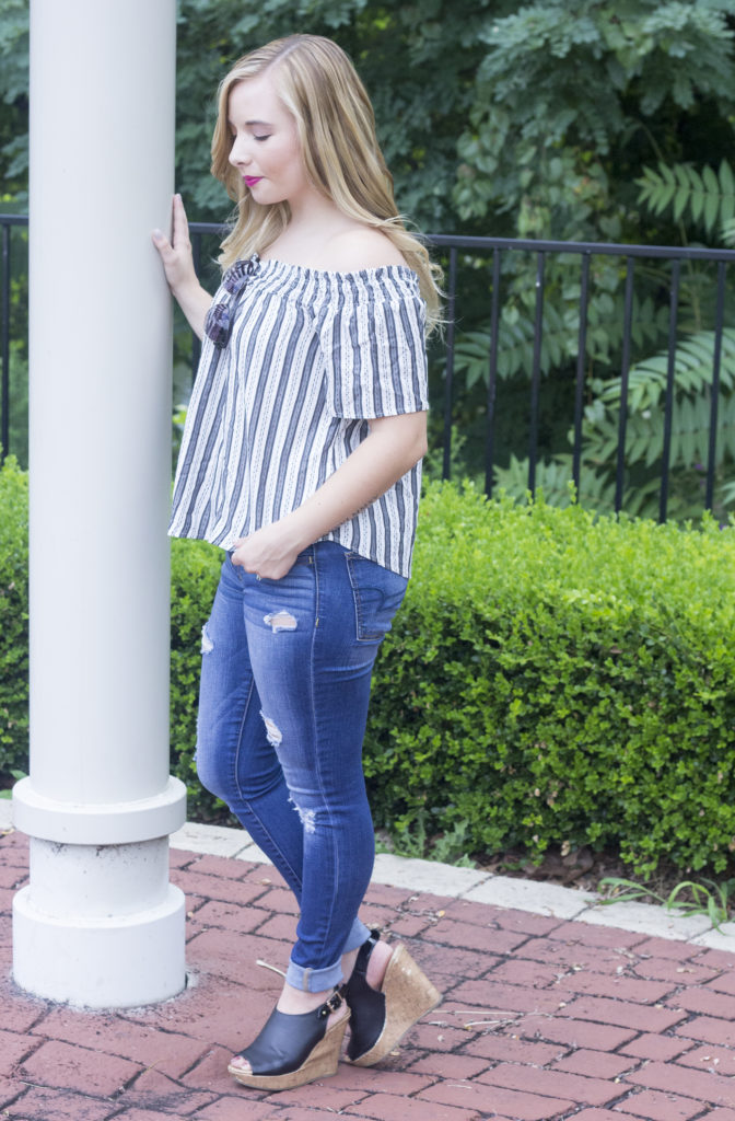 Striped Off-The-Shoulder Top | Coffee With Summer