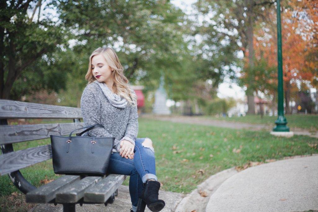 Gray Cowl Neck Sweater | Coffee With Summer