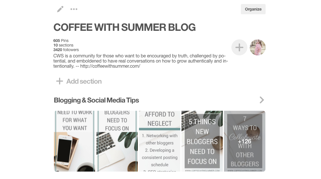How To Make Pinterest Board Sections | Coffee With Summer