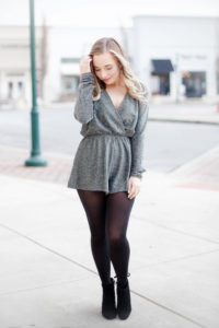Gray Shimmer Romper | Coffee With Summer